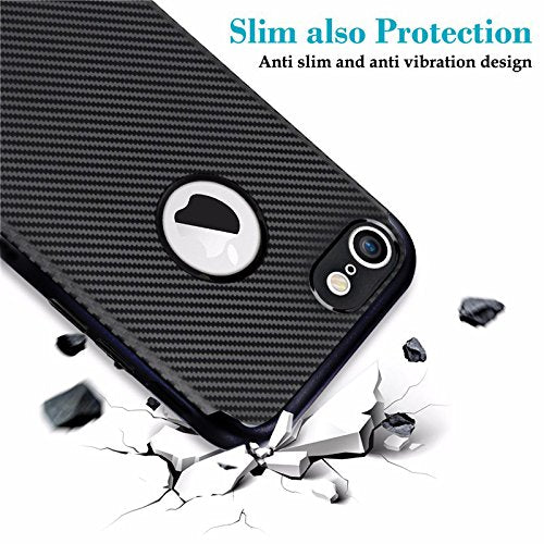 360 degree With All Sides Protection ( Patteren Series) Carbon Fiber TPU Back Case Cover For Apple iPhone 6 / iPhone 6S (4.7) (Black)