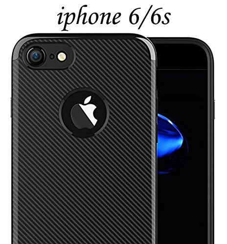 360 degree With All Sides Protection ( Patteren Series) Carbon Fiber TPU Back Case Cover For Apple iPhone 6 / iPhone 6S (4.7) (Black)