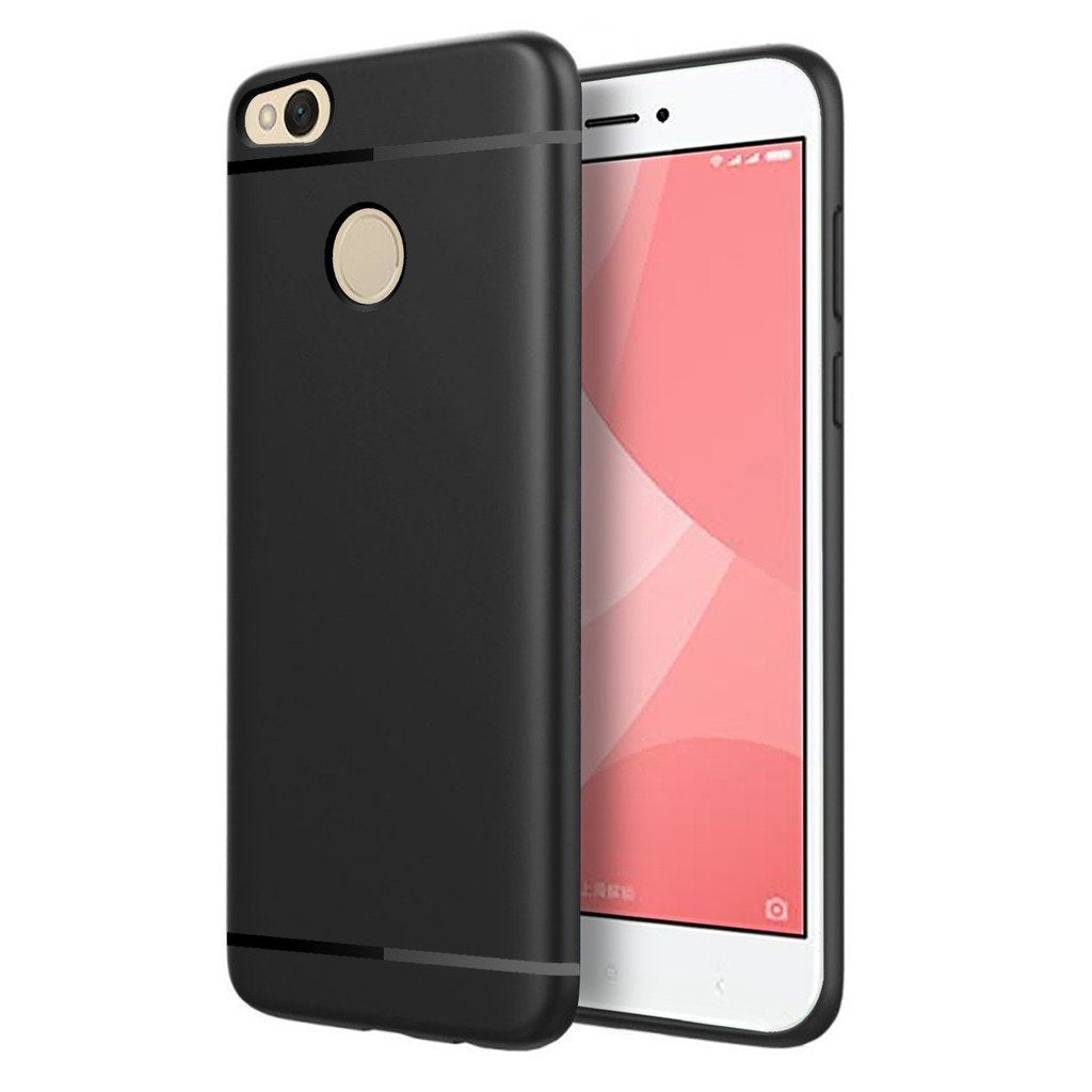 Xiaomi Mi Redmi 4 - 360 Degree Soft Silicone With Anti Dust Plugs Shockproof Slim Back Cover For Xioami MI Redmi 4 (MAY 2017 Launch) (BLACK WITH SHINING LINE)