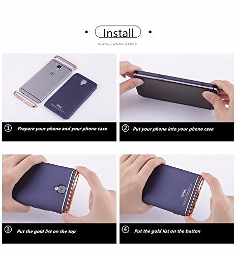 one plus 3 - 3-in-1 Original GKK SHOCKPROOF Dual Layer Thin Back Cover Case For one plus 3 (BLUE)