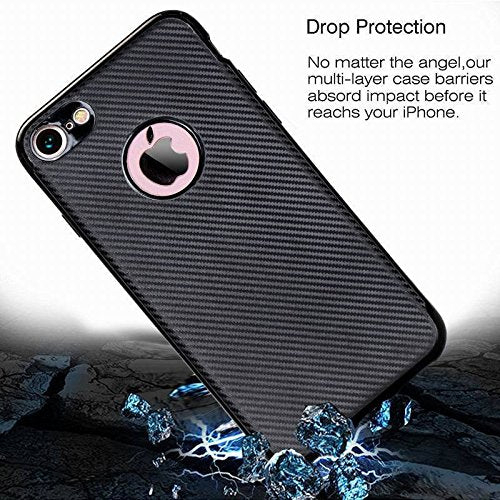 360 degree With All Sides Protection ( Patteren Series) Carbon Fiber TPU Back Case Cover For Apple iPhone 6 / iPhone 6S (4.7) (Black)