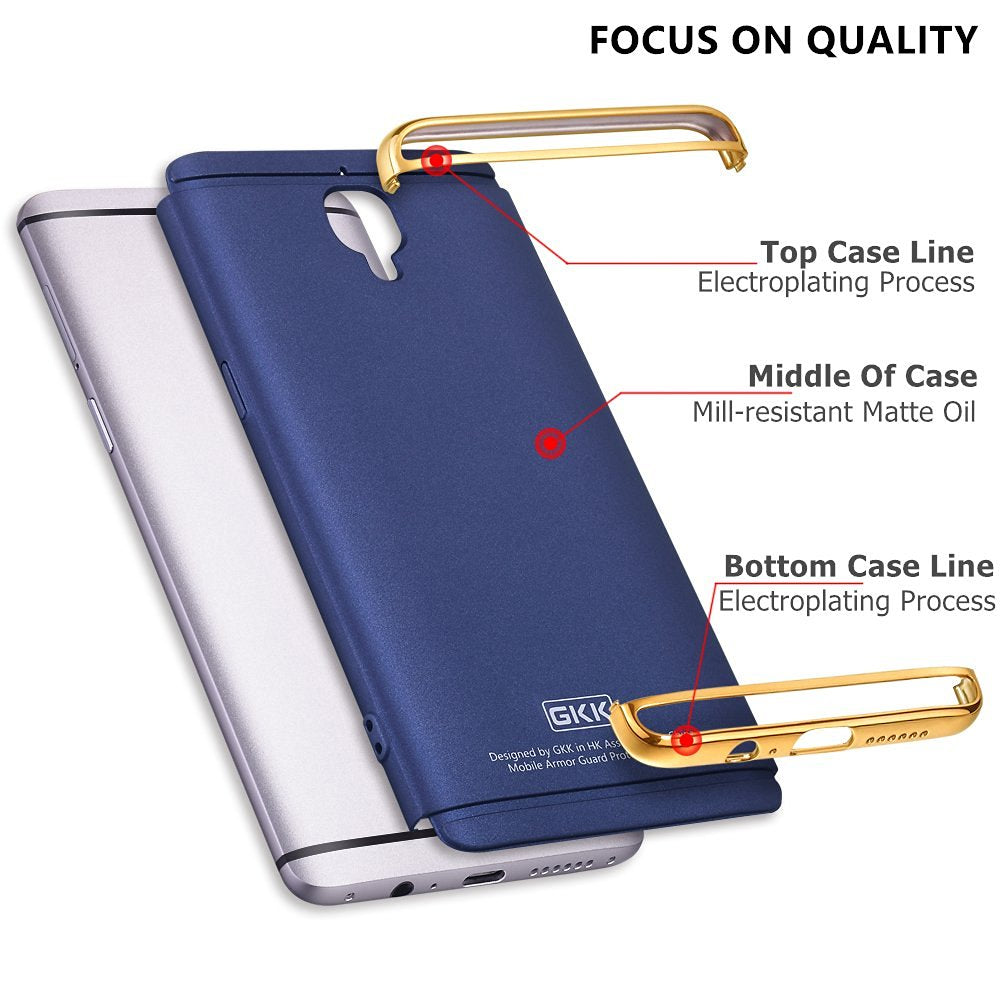 one plus 3 - 3-in-1 Original GKK SHOCKPROOF Dual Layer Thin Back Cover Case For one plus 3 (BLUE)