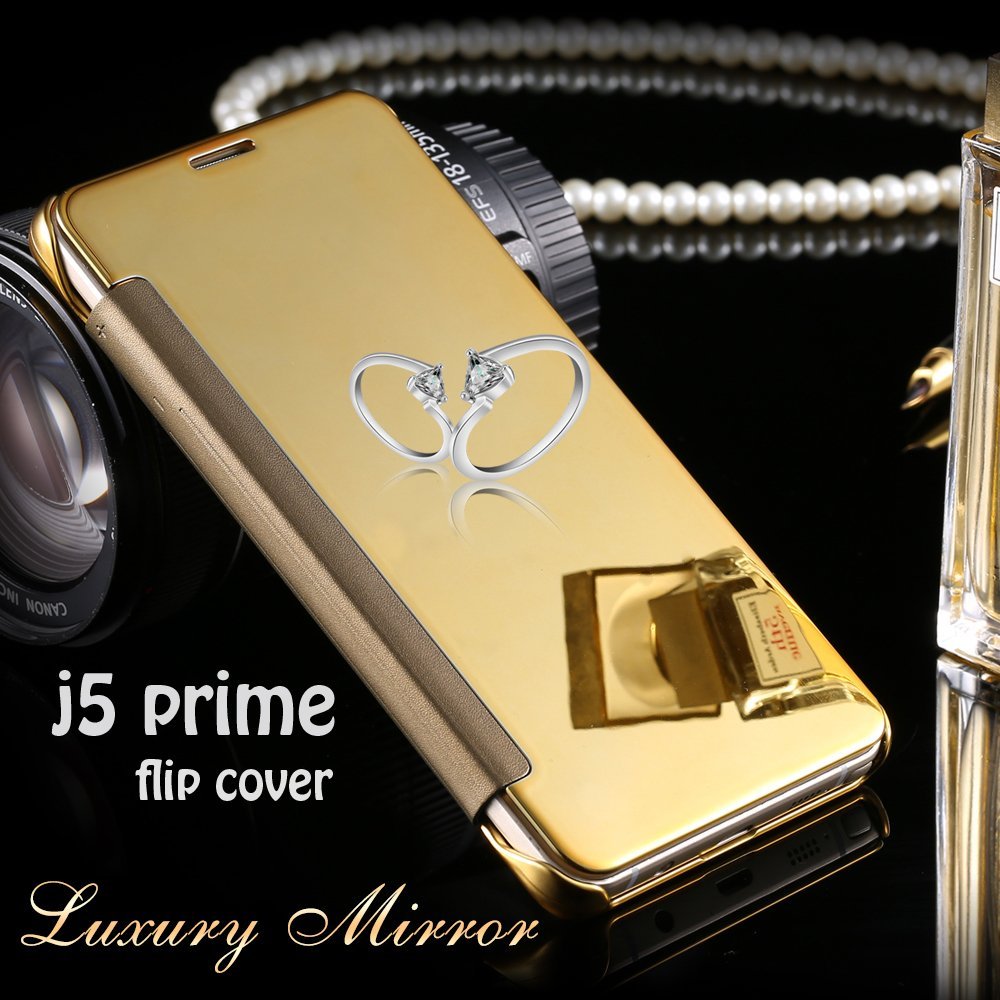 Samsung J5 prime - New Luxury Smart Semi Clear View Mirror Flip Cover For Samsung galaxy J5 Prime