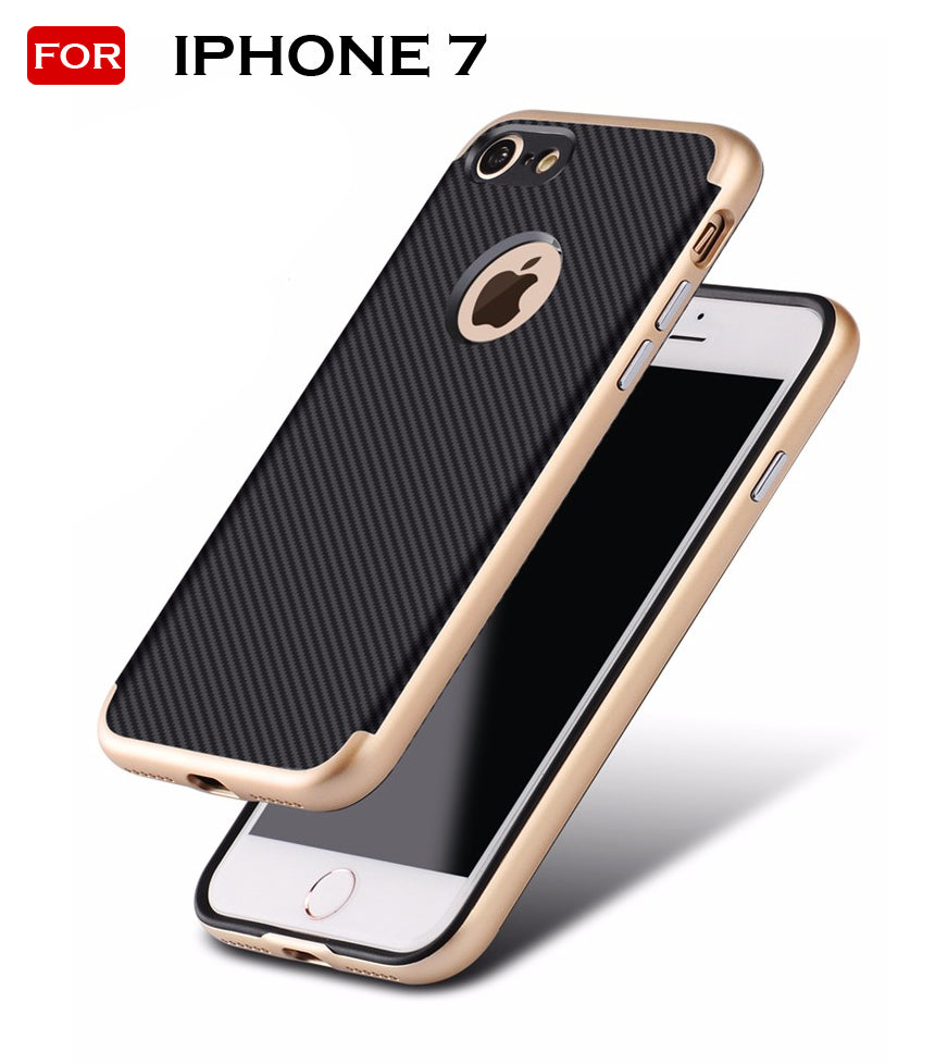For iphone 7 (4.7) Coated Black Carbon Fibre Pattern Non-slip Back Case Cover for iPhone 7 (4.7 inch)