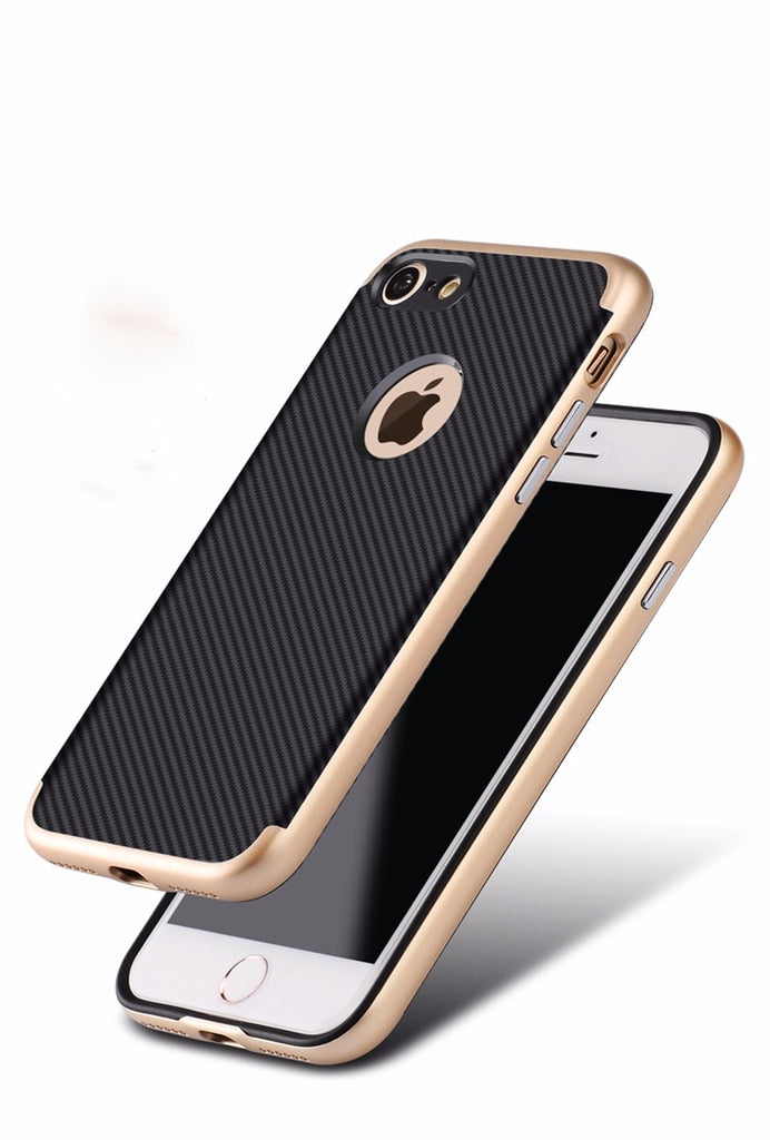 For iphone 7 (4.7) Coated Black Carbon Fibre Pattern Non-slip Back Case Cover for iPhone 7 (4.7 inch)