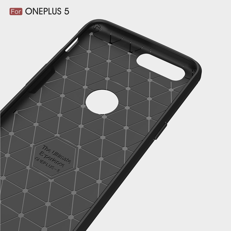 For OnePlus 5 / One Plus 1+5 Rugged Armor Shock Proof Back Cover With Logo Cut (Brushed Armor Case, Black)