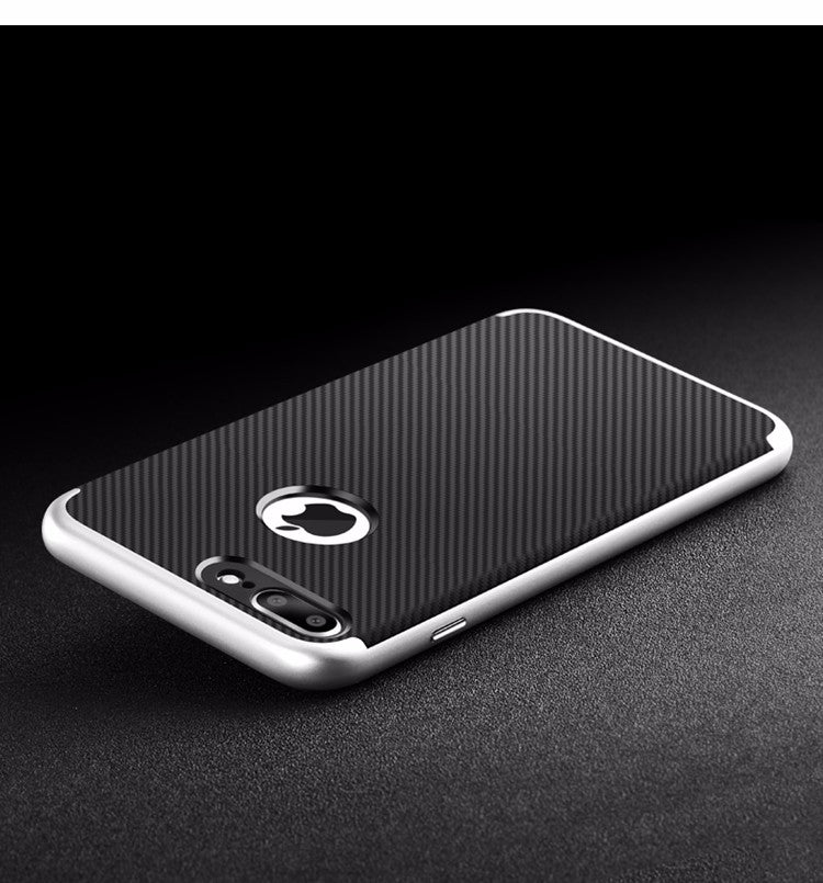 For iphone 7 (4.7) Coated Black Carbon Fibre Pattern Non-slip Back Case Cover for iPhone 7 (4.7 inch)