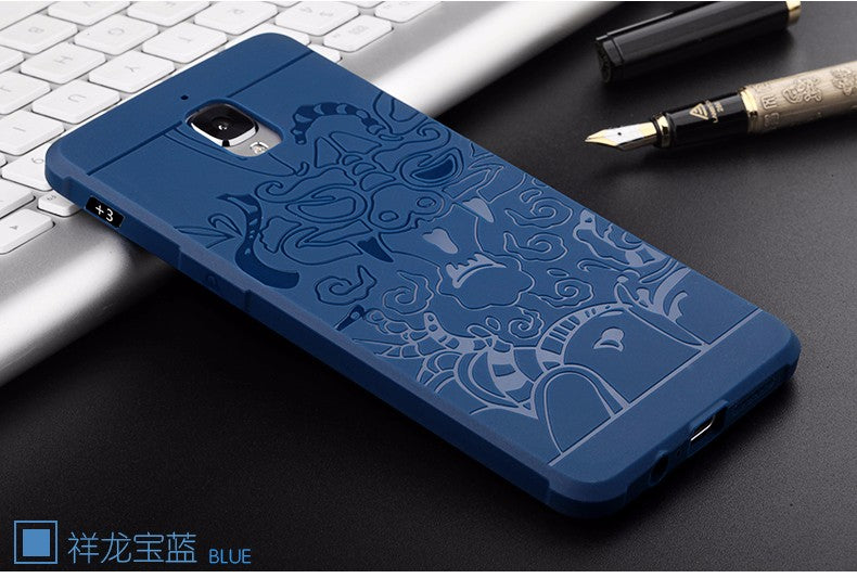 For One Plus3 / One Plus 3 Hybrid Anti-Knock 360 Degree Armor 3D Carved Dragon Protector Shell Slim Armor Shock Proof Skin Back Case Cover For One Plus3 / One Plus 3