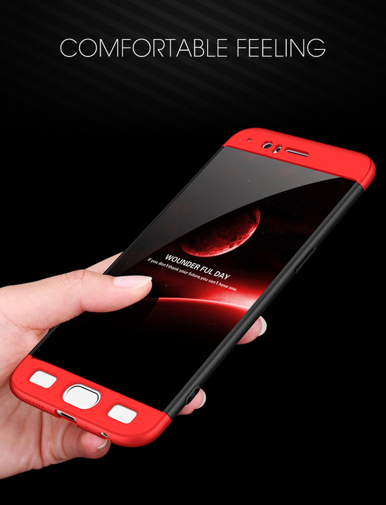 For OnePlus 5 / One Plus 1+5 - 360 Degree Full body slim Protection Case Dual Armor Hard Hybrid PC Matte Phone Cover For One Plus 5 (RED-BLACK)