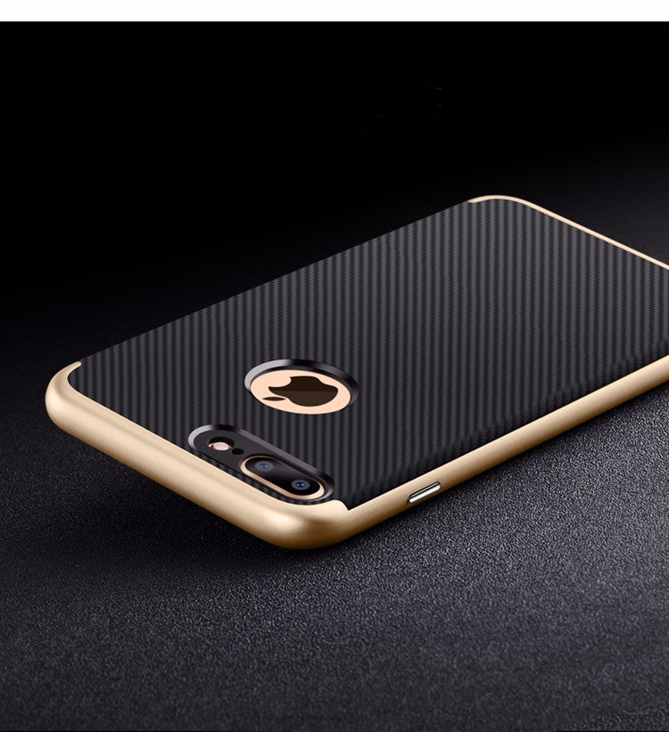 For iphone 7 (4.7) Coated Black Carbon Fibre Pattern Non-slip Back Case Cover for iPhone 7 (4.7 inch)