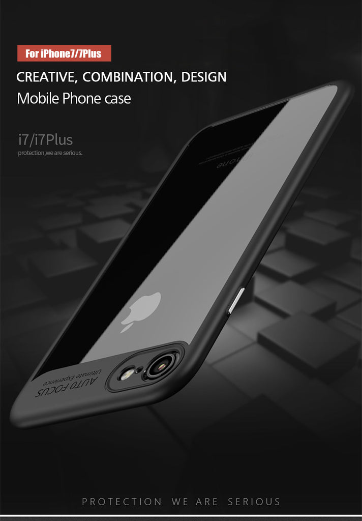 iPhone 6 / 6s Cover Original Ultra Thin Clear Shell Transparent PC & TPU Silicone 360 degree all side protection Case Cover For iphone 6 / 6s (Black)