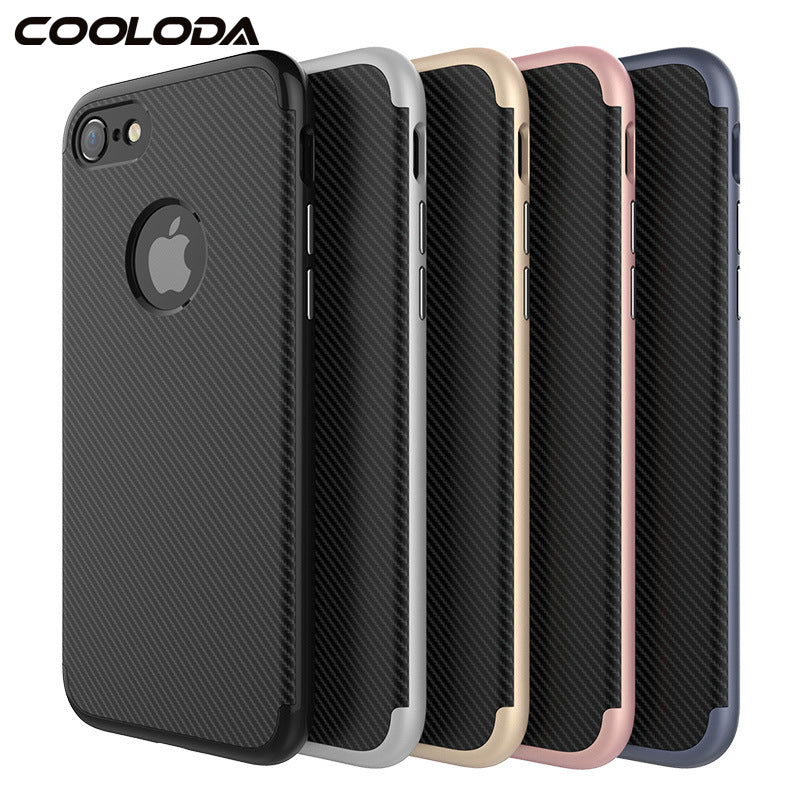 For iphone 7 (4.7) Coated Black Carbon Fibre Pattern Non-slip Back Case Cover for iPhone 7 (4.7 inch)
