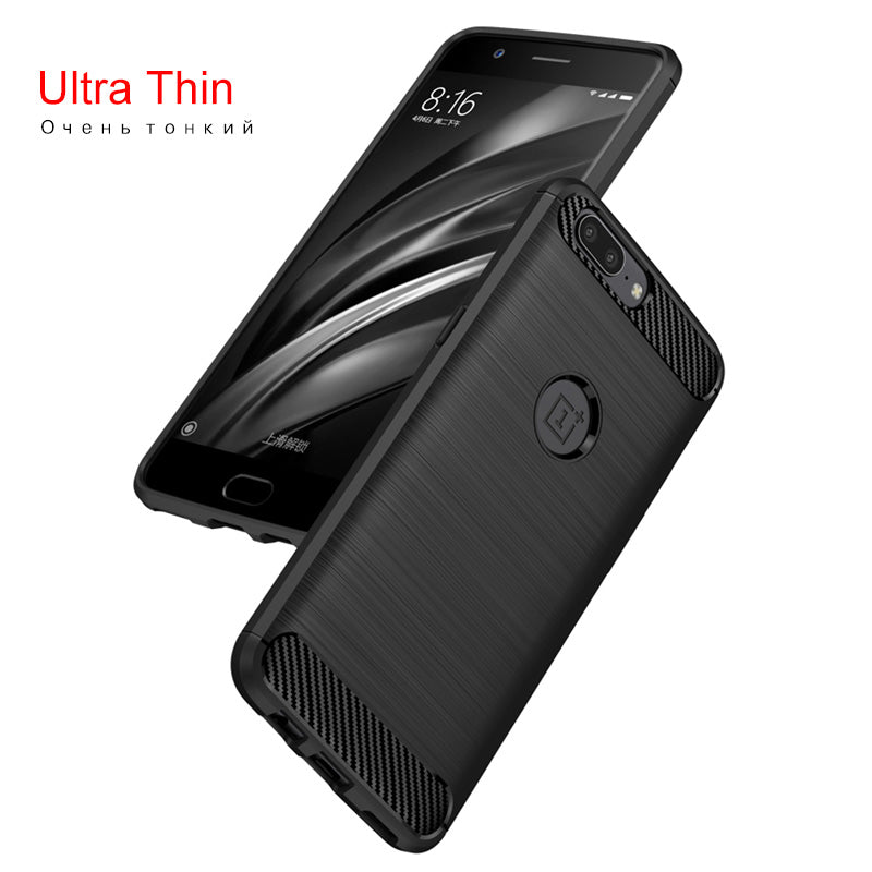 For OnePlus 5 / One Plus 1+5 Rugged Armor Shock Proof Back Cover With Logo Cut (Brushed Armor Case, Black)