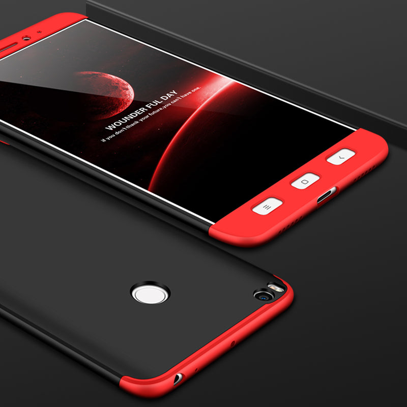 For Xiaomi Mi Max 2 - 360 Degree Full body slim Protection Case Dual Armor Hard Hybrid PC Matte Phone Cover For Xiaomi Mi Max 2 (RED-BLACK)