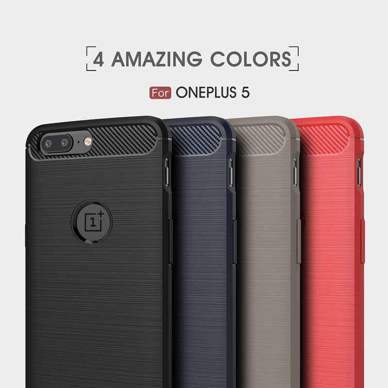 For OnePlus 5 / One Plus 1+5 Rugged Armor Shock Proof Back Cover With Logo Cut (Brushed Armor Case, Black)