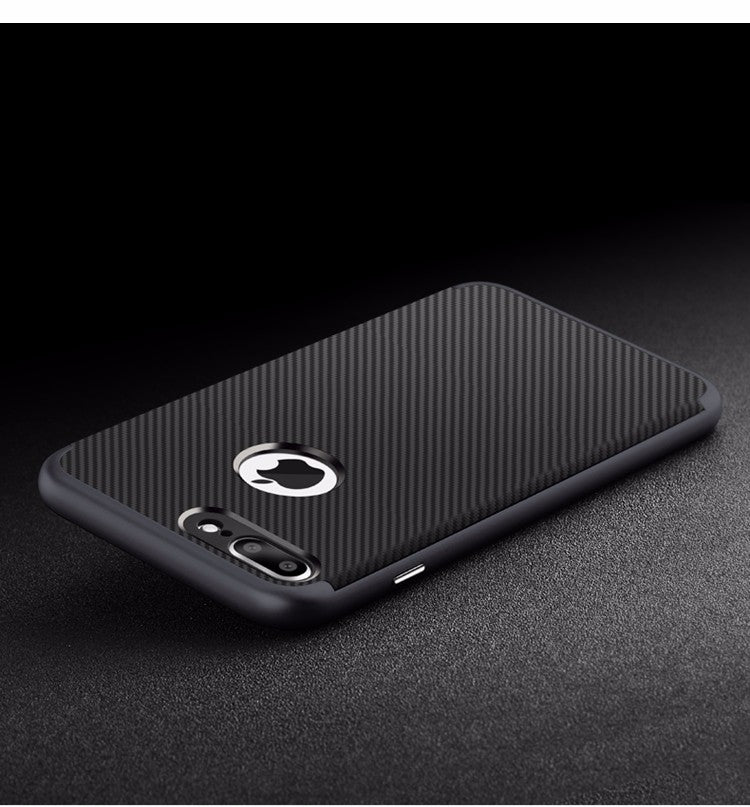 For iphone 7 (4.7) Coated Black Carbon Fibre Pattern Non-slip Back Case Cover for iPhone 7 (4.7 inch)