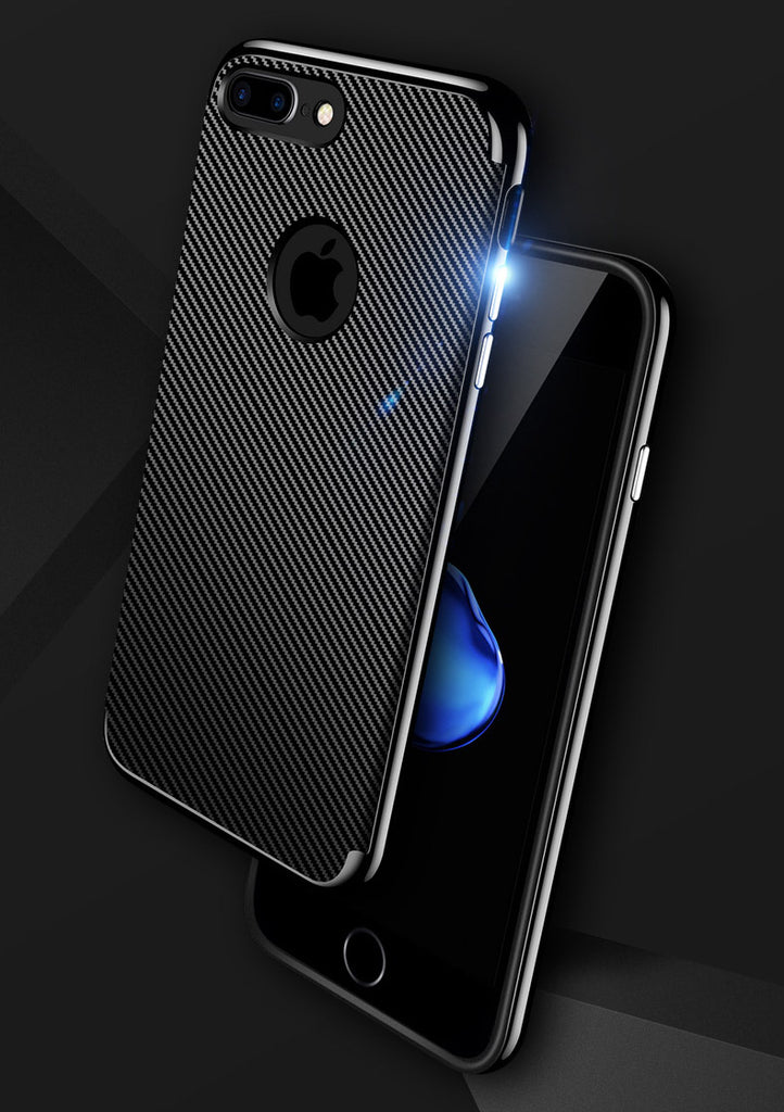 For iphone 7 (4.7) Coated Black Carbon Fibre Pattern Non-slip Back Case Cover for iPhone 7 (4.7 inch)