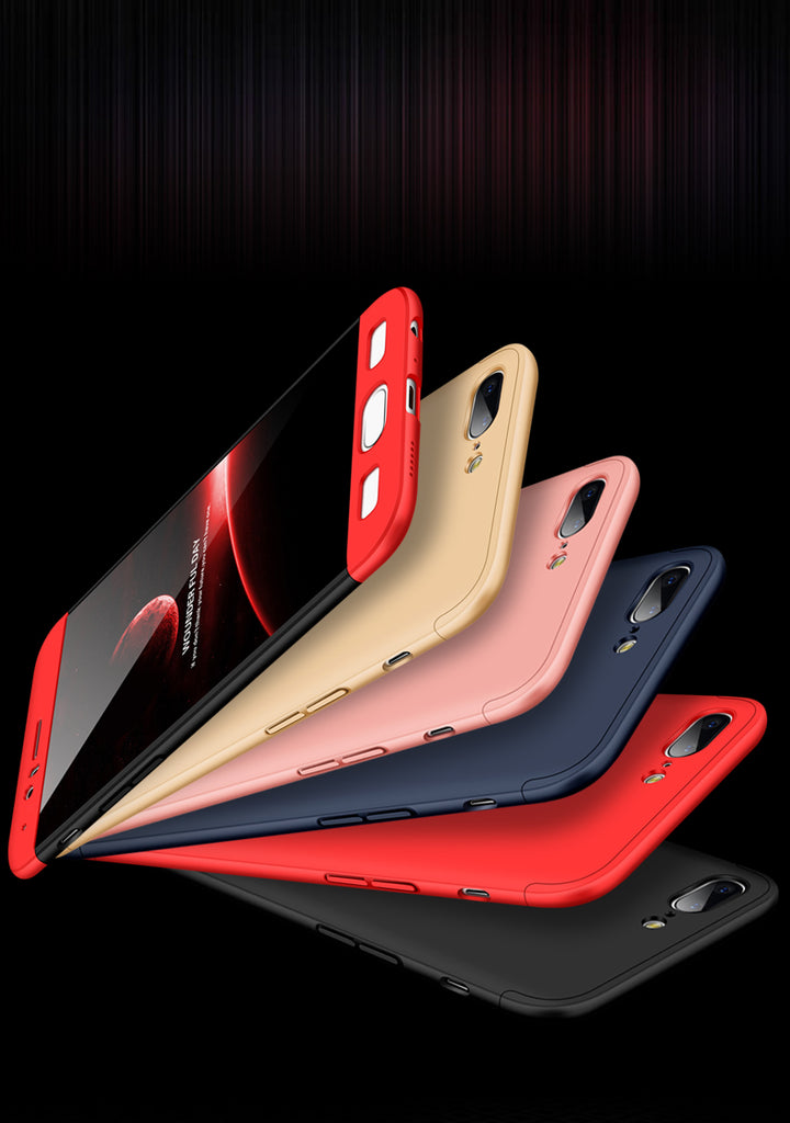 For OnePlus 5 / One Plus 1+5 - 360 Degree Full body slim Protection Case Dual Armor Hard Hybrid PC Matte Phone Cover For One Plus 5 (RED-BLACK)