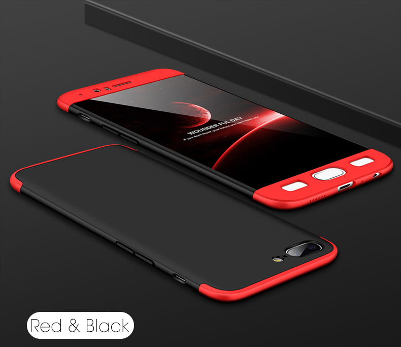 For OnePlus 5 / One Plus 1+5 - 360 Degree Full body slim Protection Case Dual Armor Hard Hybrid PC Matte Phone Cover For One Plus 5 (RED-BLACK)