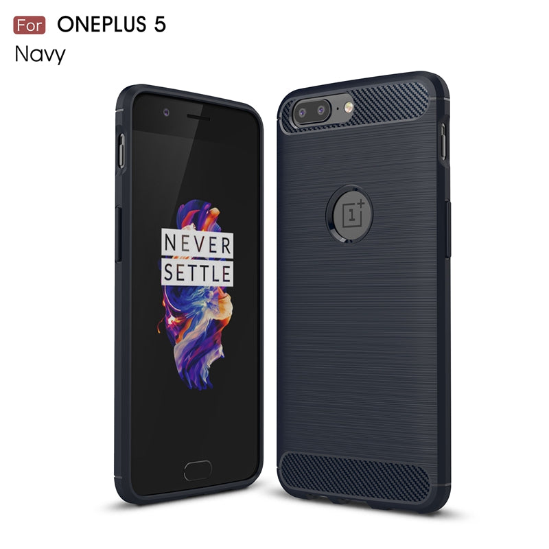 For OnePlus 5 / One Plus 1+5 Rugged Armor Shock Proof Back Cover With Logo Cut (Brushed Armor Case, Black)