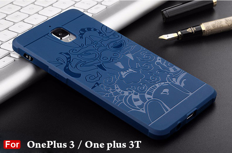 For One Plus3 / One Plus 3 Hybrid Anti-Knock 360 Degree Armor 3D Carved Dragon Protector Shell Slim Armor Shock Proof Skin Back Case Cover For One Plus3 / One Plus 3