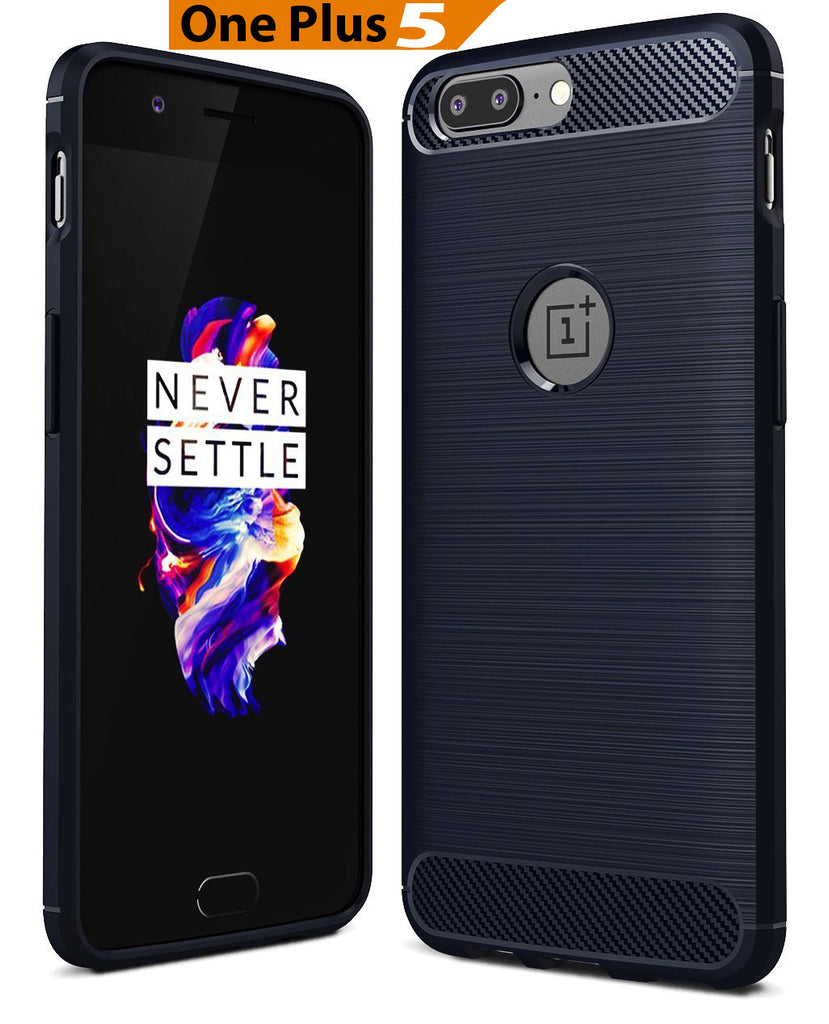 For OnePlus 5 / One Plus 1+5 Rugged Armor Shock Proof Back Cover With Logo Cut (Brushed Armor Case, Black)