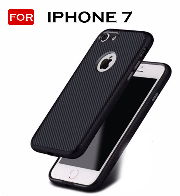 For iphone 7 (4.7) Coated Black Carbon Fibre Pattern Non-slip Back Case Cover for iPhone 7 (4.7 inch)