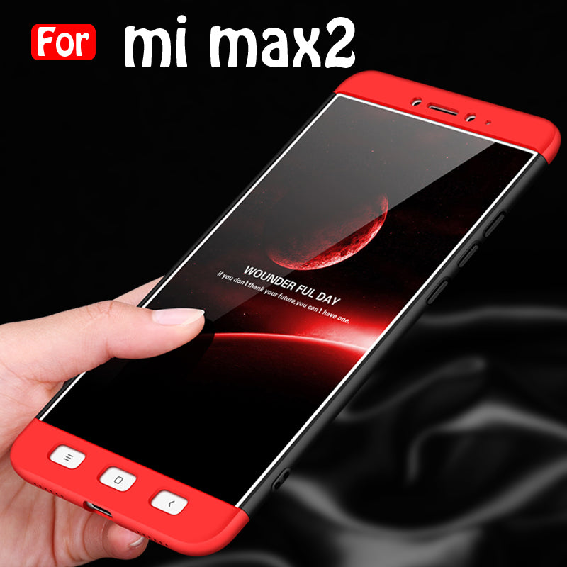 For Xiaomi Mi Max 2 - 360 Degree Full body slim Protection Case Dual Armor Hard Hybrid PC Matte Phone Cover For Xiaomi Mi Max 2 (RED-BLACK)