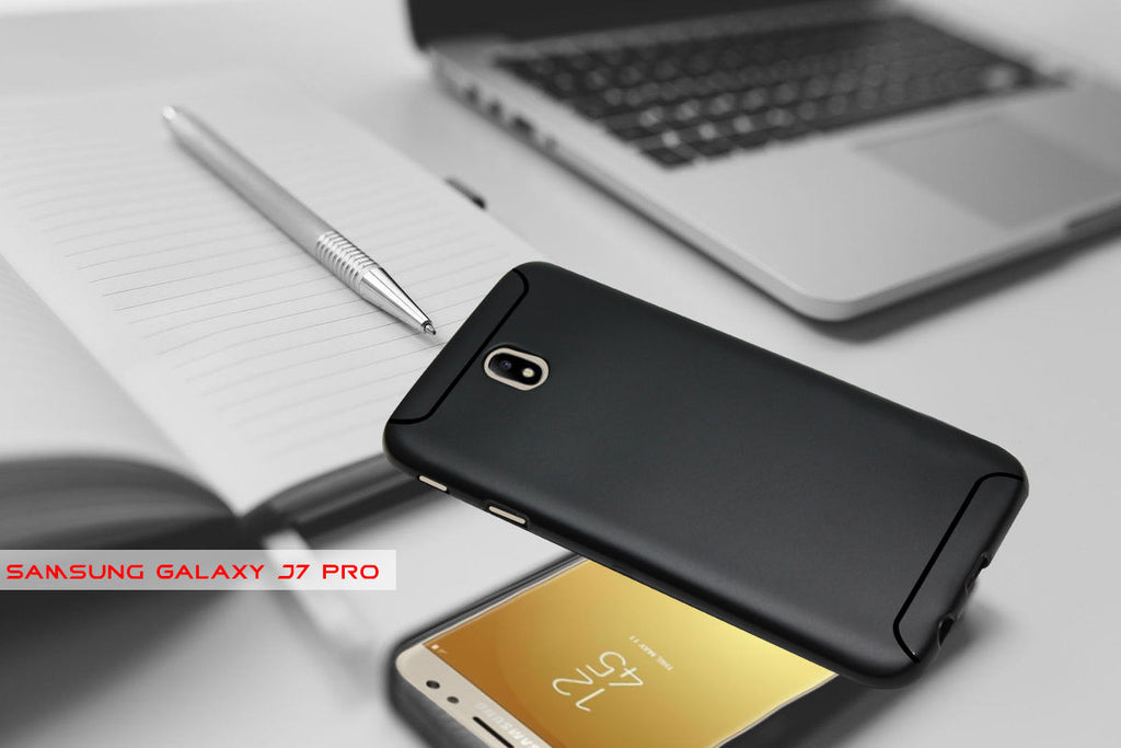 SAMSUNG GALAXY J7 PRO - 360 Degree" Sleek Matte Tpu Back Case Cover with Shining Line For SAMSUNG GALAXY J7 PRO (Black)